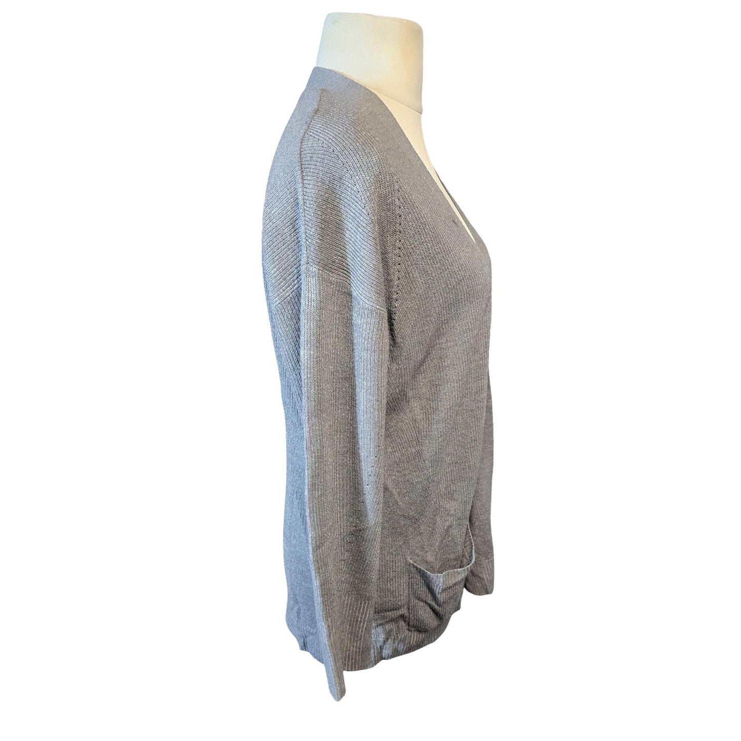 Next Grey Ribbed Open-Front Cardigan  Long Sleeve  Size 12/14