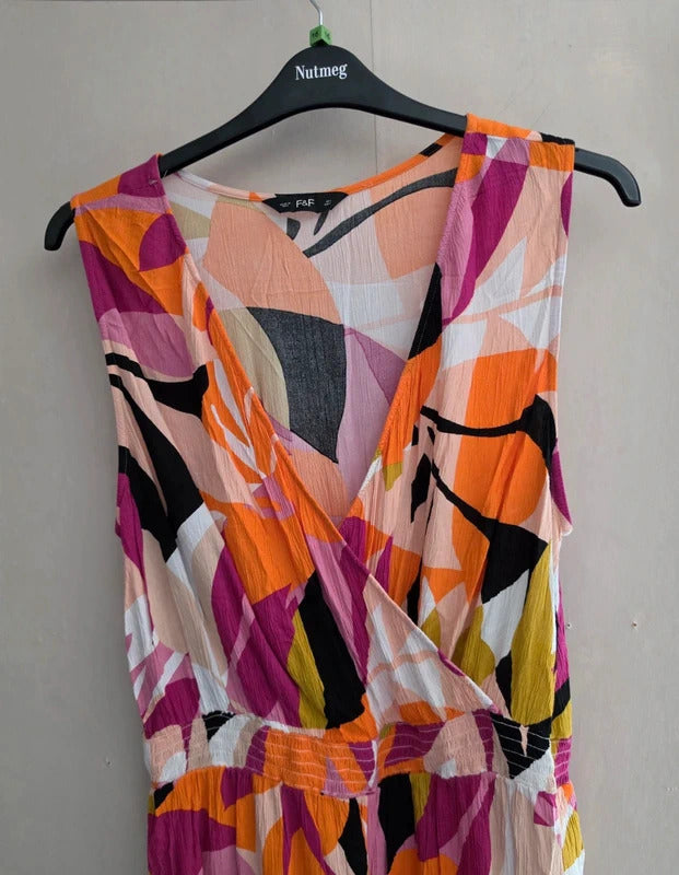 F&F Multicoloured Patterned Sleeveless Playsuit Size Large Size 16–18