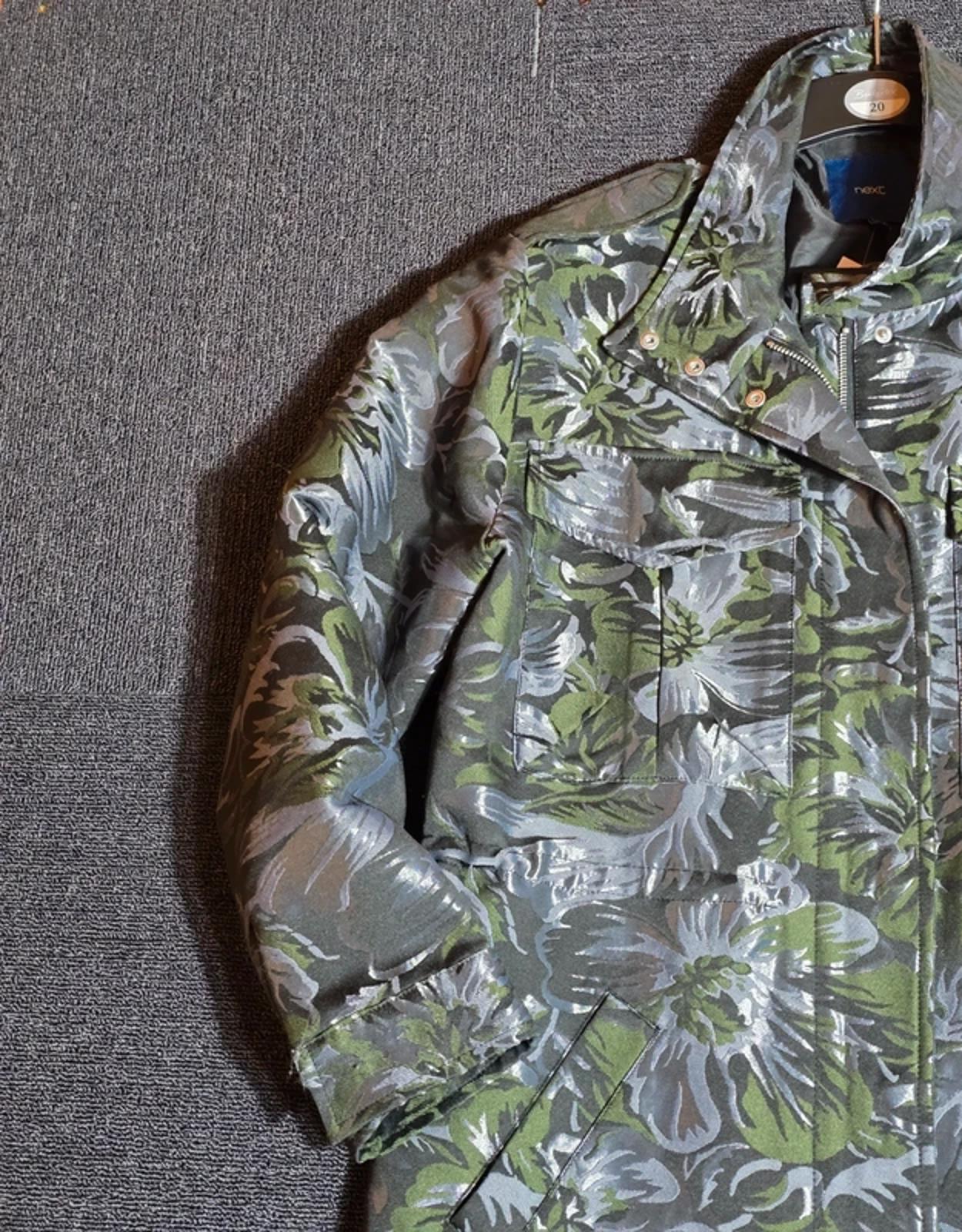 Next Jacket Metallic Black, Silver & Green Size 12 Utility Smart Causal