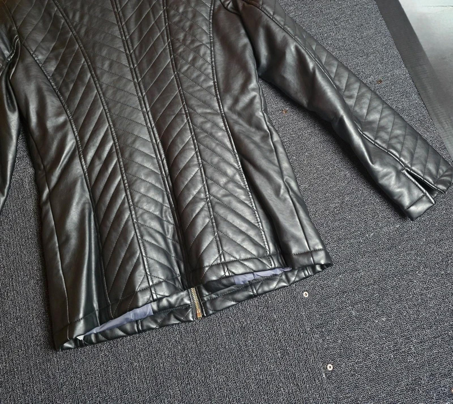 Dennis Brasso Faux Leather Quilted Jacket Black Size XS Size 8–10