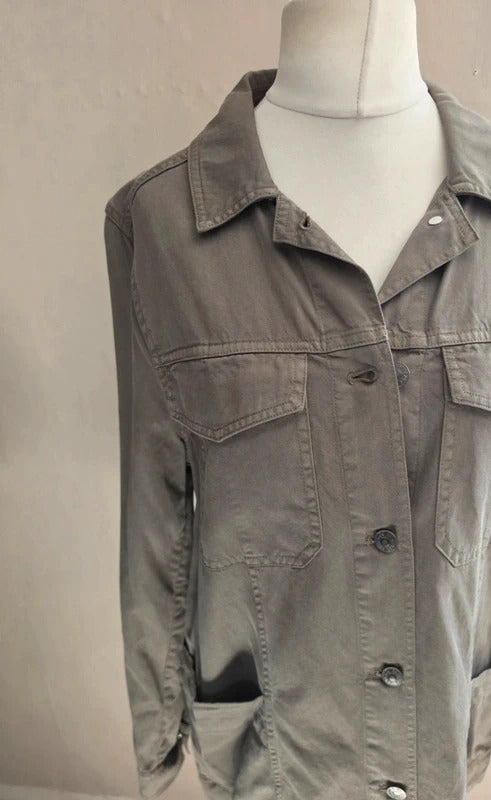 FatFace Khaki Green Lyocell Cotton Shacket Jacket  L Size 14-16