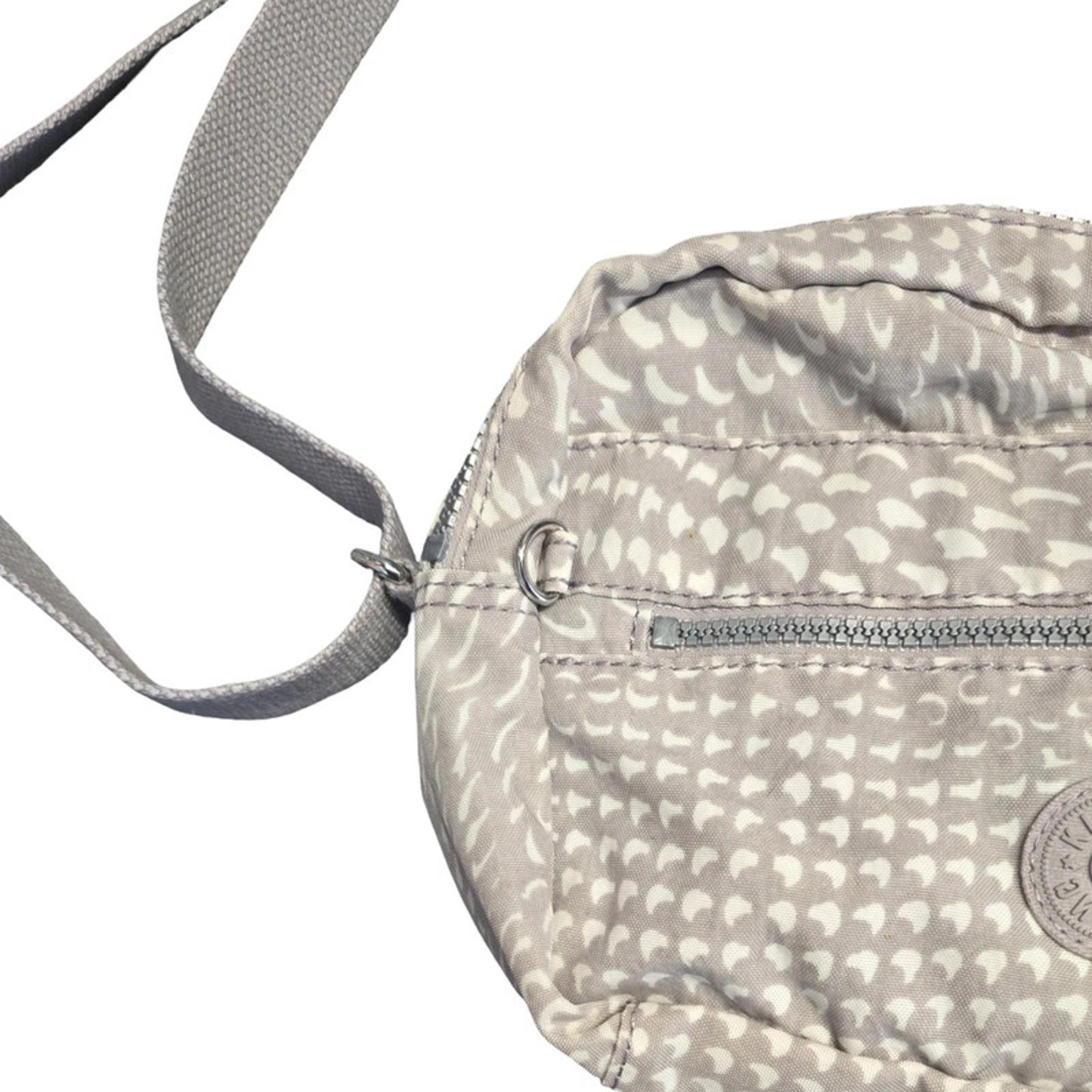 Kipling Crossbody Bag Grey & White Pattern Zip Pockets Adjustable Strap