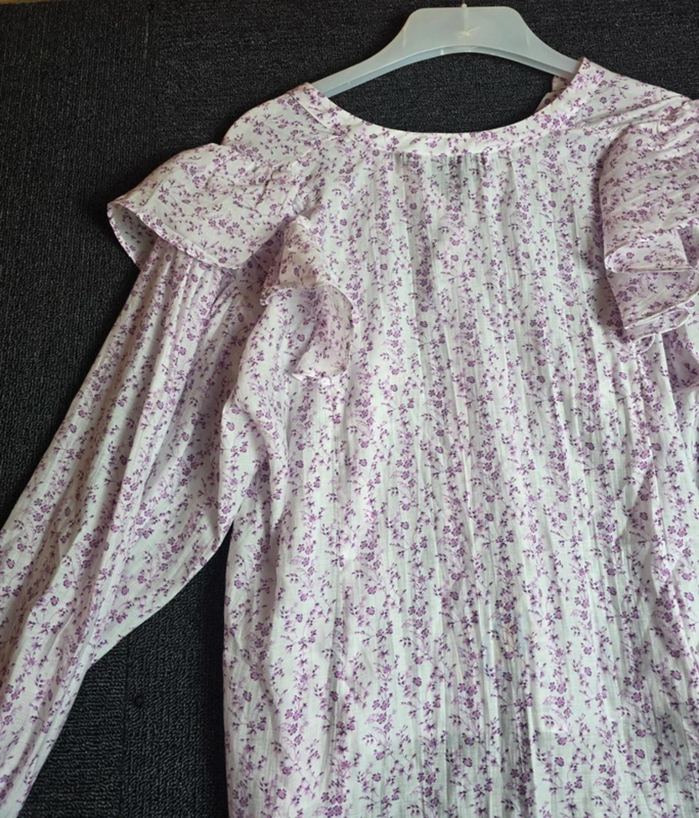 Zara Floral Frill Blouse Pink/Purple M Size 10/12 Relaxed Oversized Fit