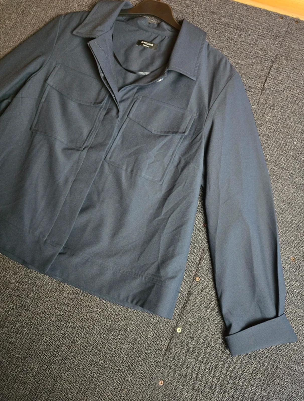 J.D. Williams Shirt Navy Size 12 Oversized Boxy Fit Utility Pockets