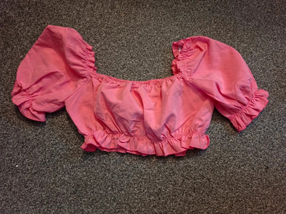 SHEIN Girls Pink Puff Sleeve Cropped Top Age 9 Years