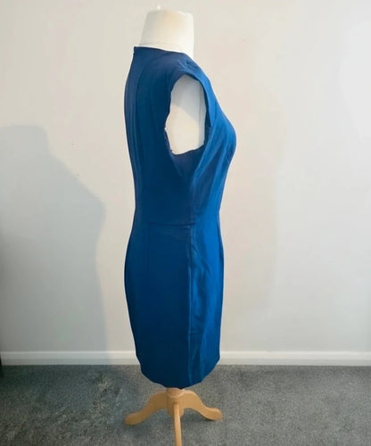 French Connection Women's Blue Tailored Shift Dress Size 14 Smart Workwear