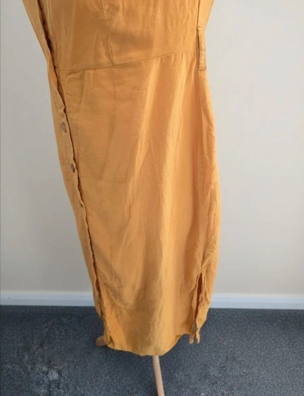 F&F Mustard Yellow Midi Dress Off Shoulder Size 12
