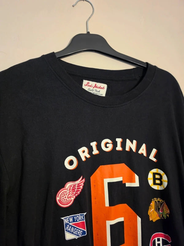 Red Jacket Men's Black NHL Original Six Hockey Long Sleeve T-Shirt Size L