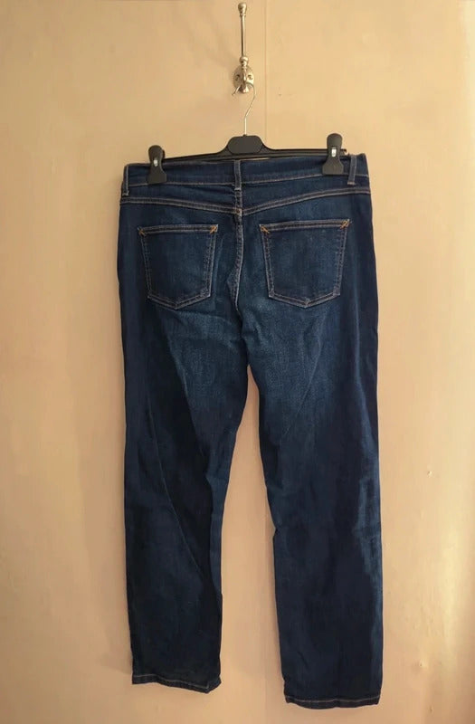 Marks & Spencer Mid-Rise Straight Leg Dark Blue Denim Jeans Size 14 Short (14S)