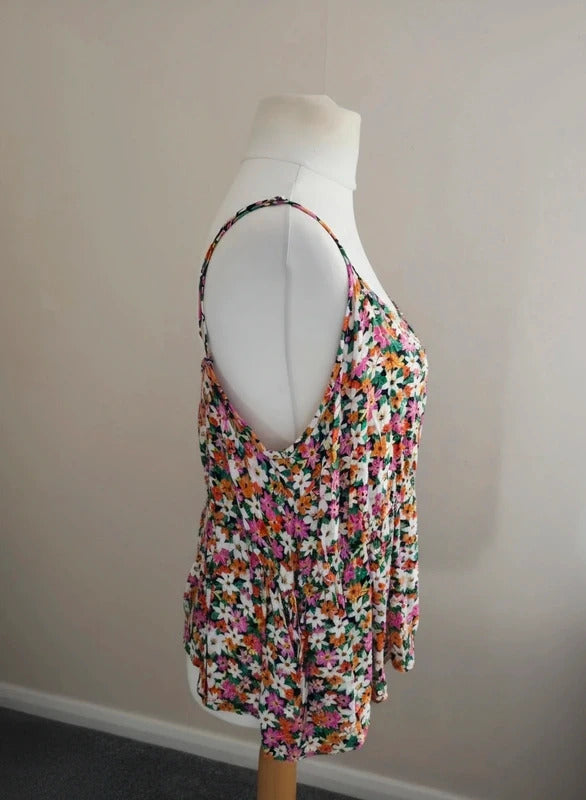 George Multicoloured Floral Drawstring Cami Top Size 22