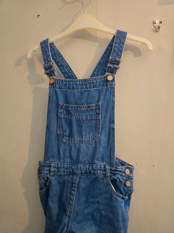 George Girls Blue Denim Pinafore Dungaree Shorts Age 11-12 Years