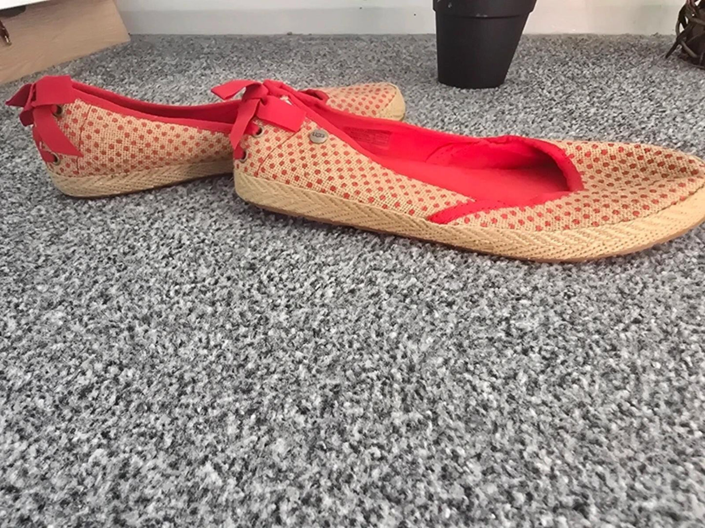 UGG Australia "Indah" Burlap Polka Dot Espadrille Flats pumps Size UK 4.5
