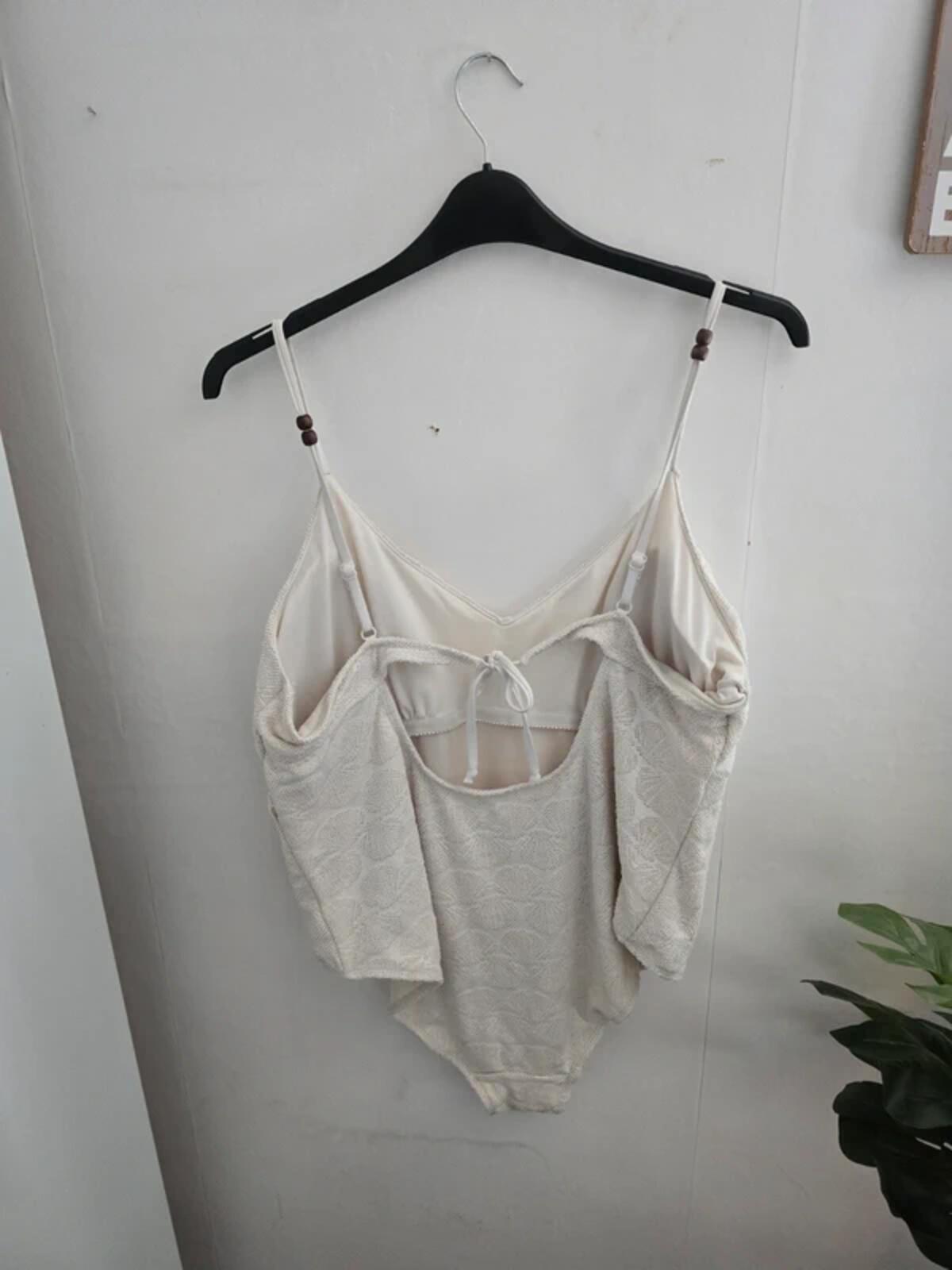 Primark Cream Textured Tie Back Swimming Costume 2XL Size 22-24