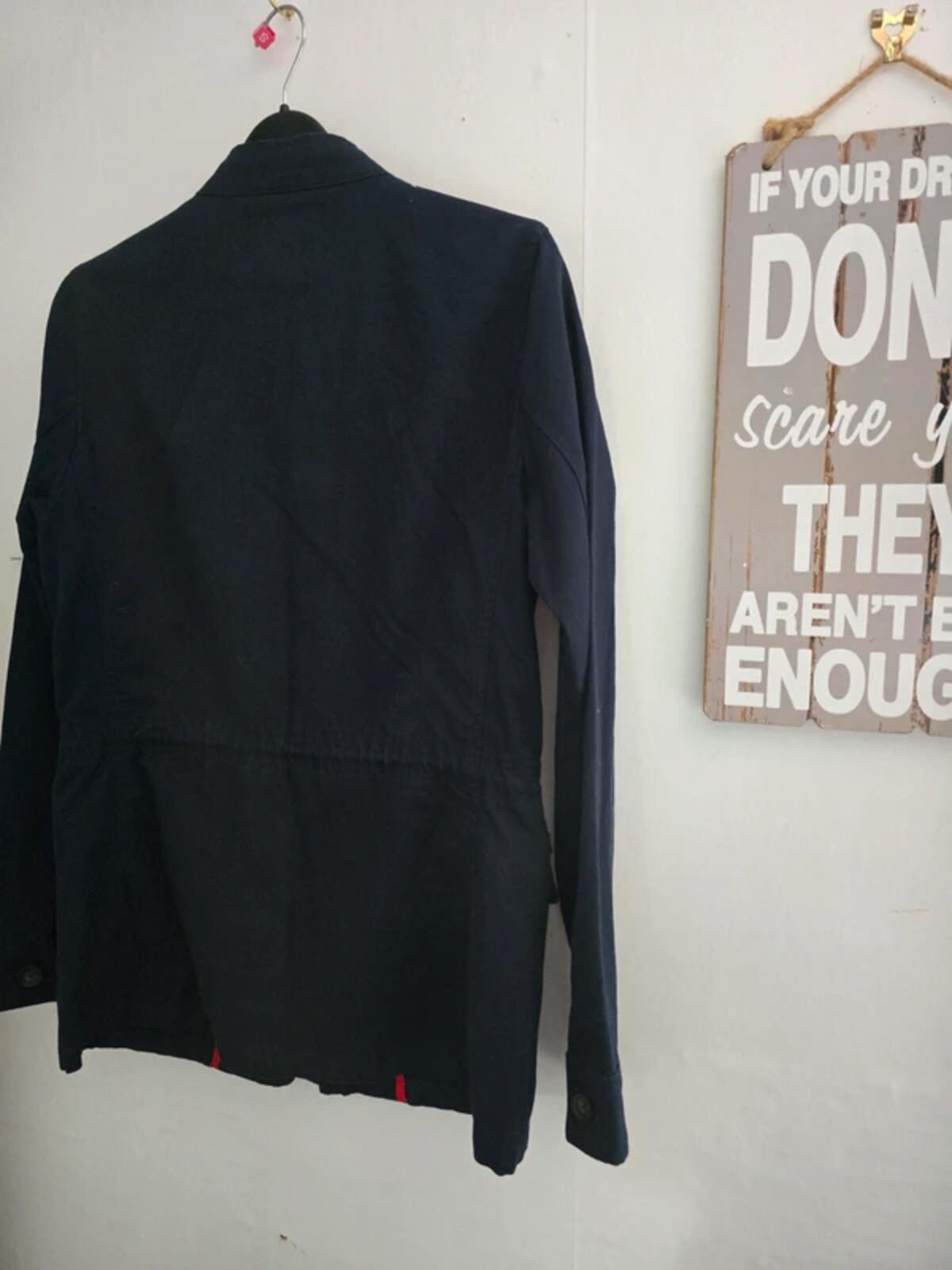 Joules Navy Blue Lightweight Jacket Size 8 Cotton Linen Blend Drawstring