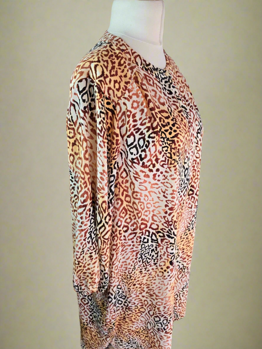 Et Vous brown & beige animal print long sleeved tunic dress size 18