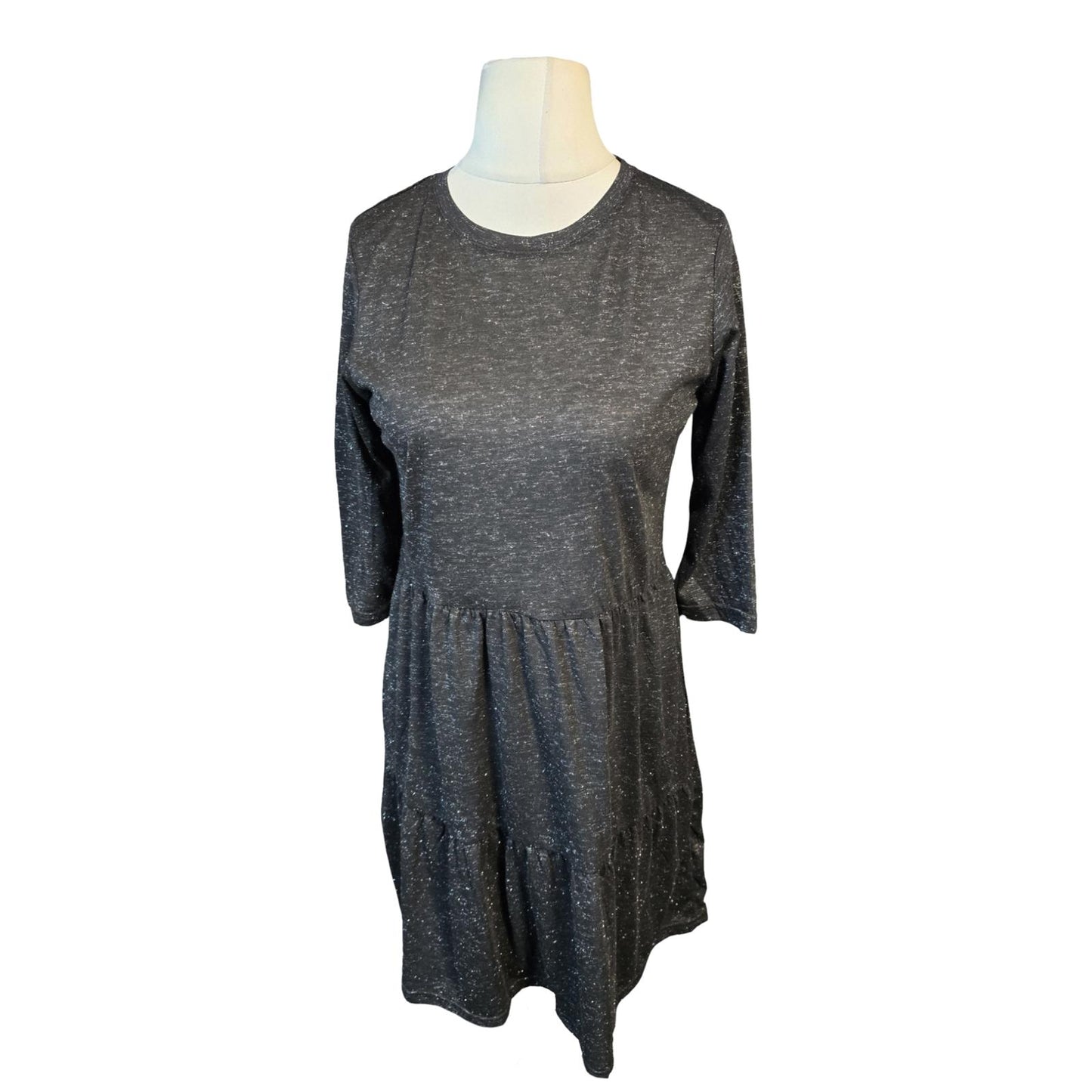 Pep & Co Black Glitter Tiered Dress – Size 8 – NWT