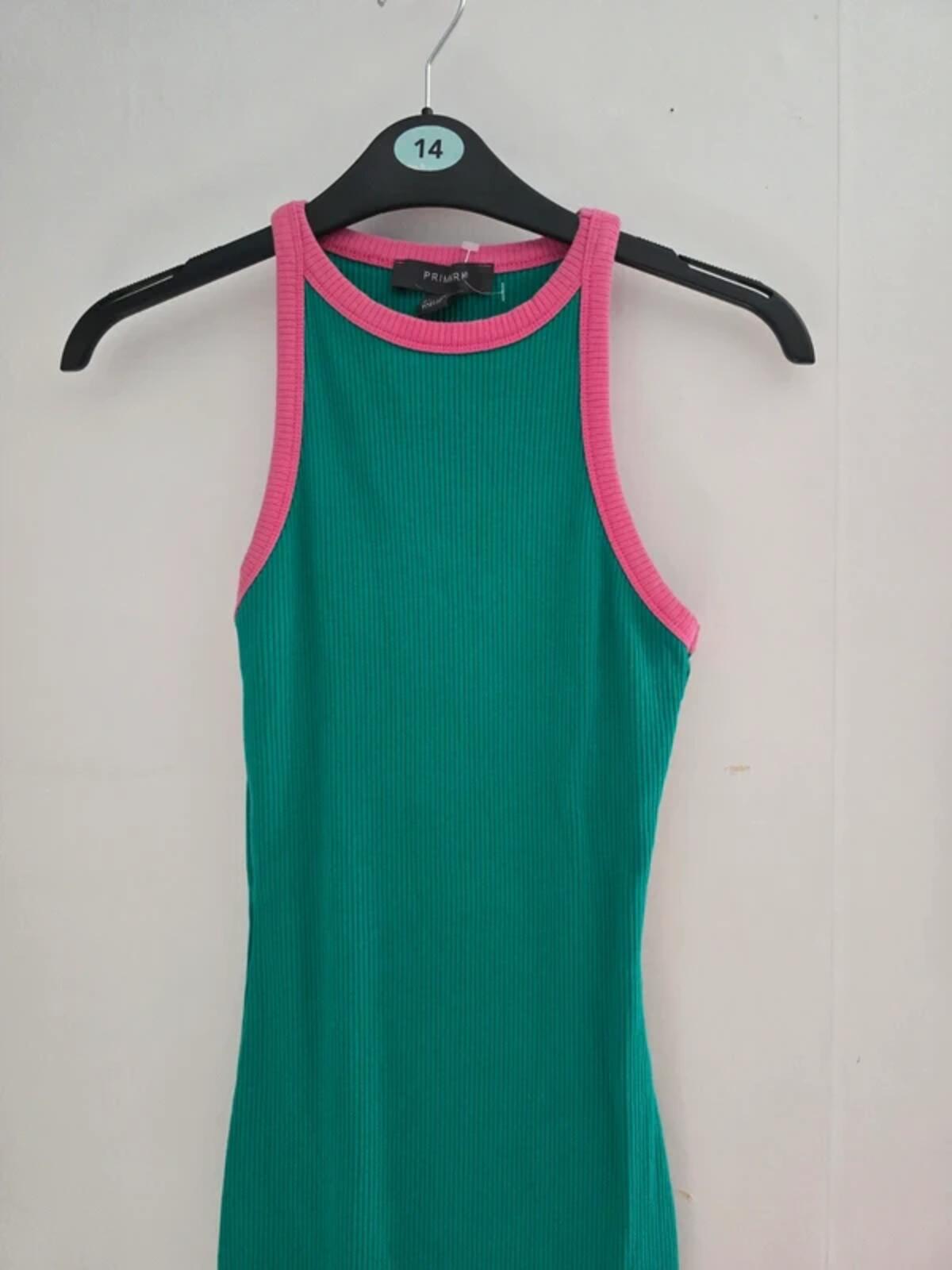 Primark Ladies Green & Pink Patterned Sleeveless Bodycon Dress Size 6