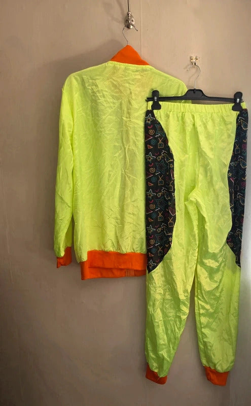Smiffys Men's 80s Fluorescent Green Patterned Shellsuit 2-Piece Costume Cosplay
