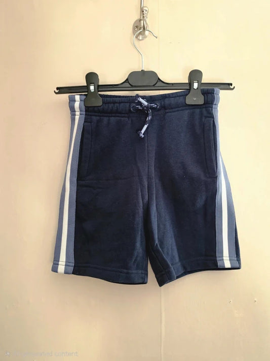 Nutmeg Boys Dark Navy Blue Side Stripe Sweat Shorts Drawstring Waist Age 7-8 Years