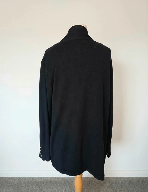 Primark Black Longline Open Front Cardigan with Pockets Size 14-16