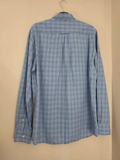 GANT Elliot Gant Tribute Blue White Checked Long Sleeve Shirt Men's L
