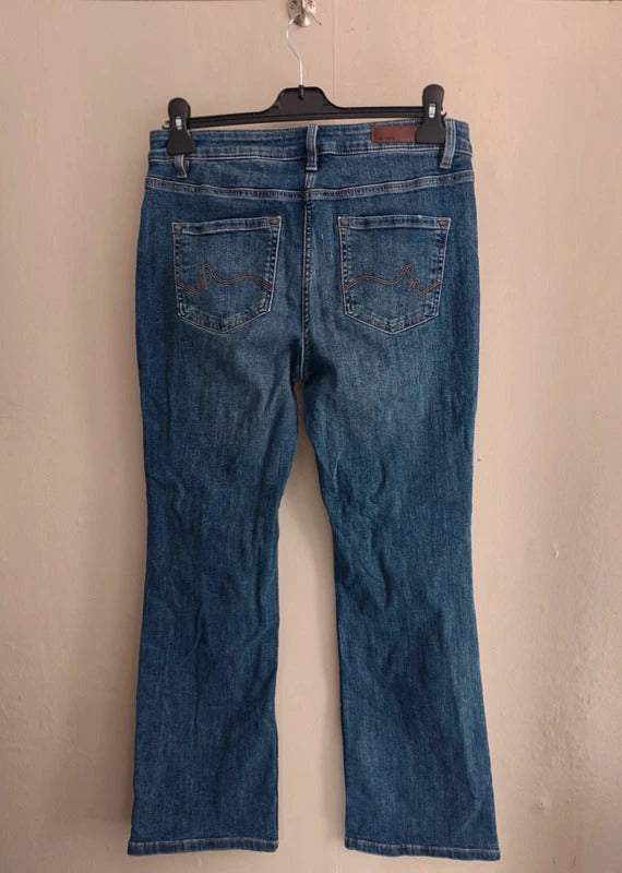 Next Classic Blue Mid Rise Bootcut Cotton Blend Jeans Size 12 Regular