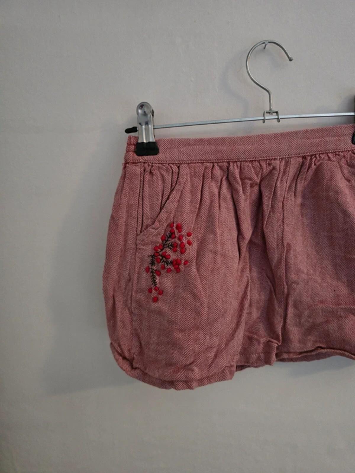 Next Girls Red Embroidered Pom Pom Floral Shorts Age 4-5 Years