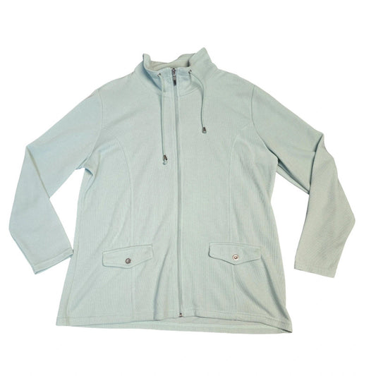 Damart Mint Green Zip Up Jacket Size 18/20 Funnel Neck Causal
