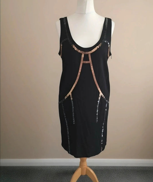 Y2K Vintage Diesel Black Bronze Sequin A-Line Party Dress Size M