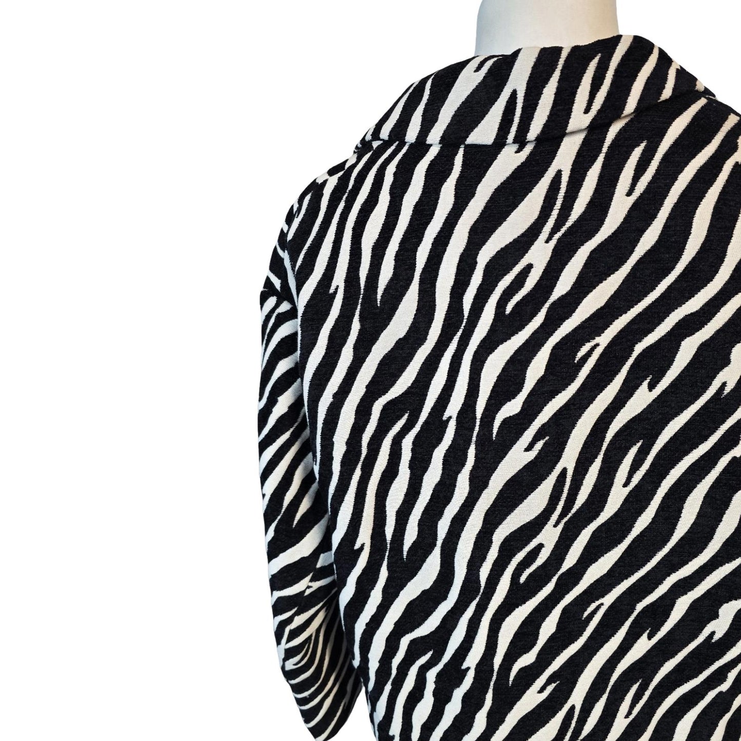 F&F Black & White Zebra Print Peacoat – Oversized 3/4 Sleeve – Size 10