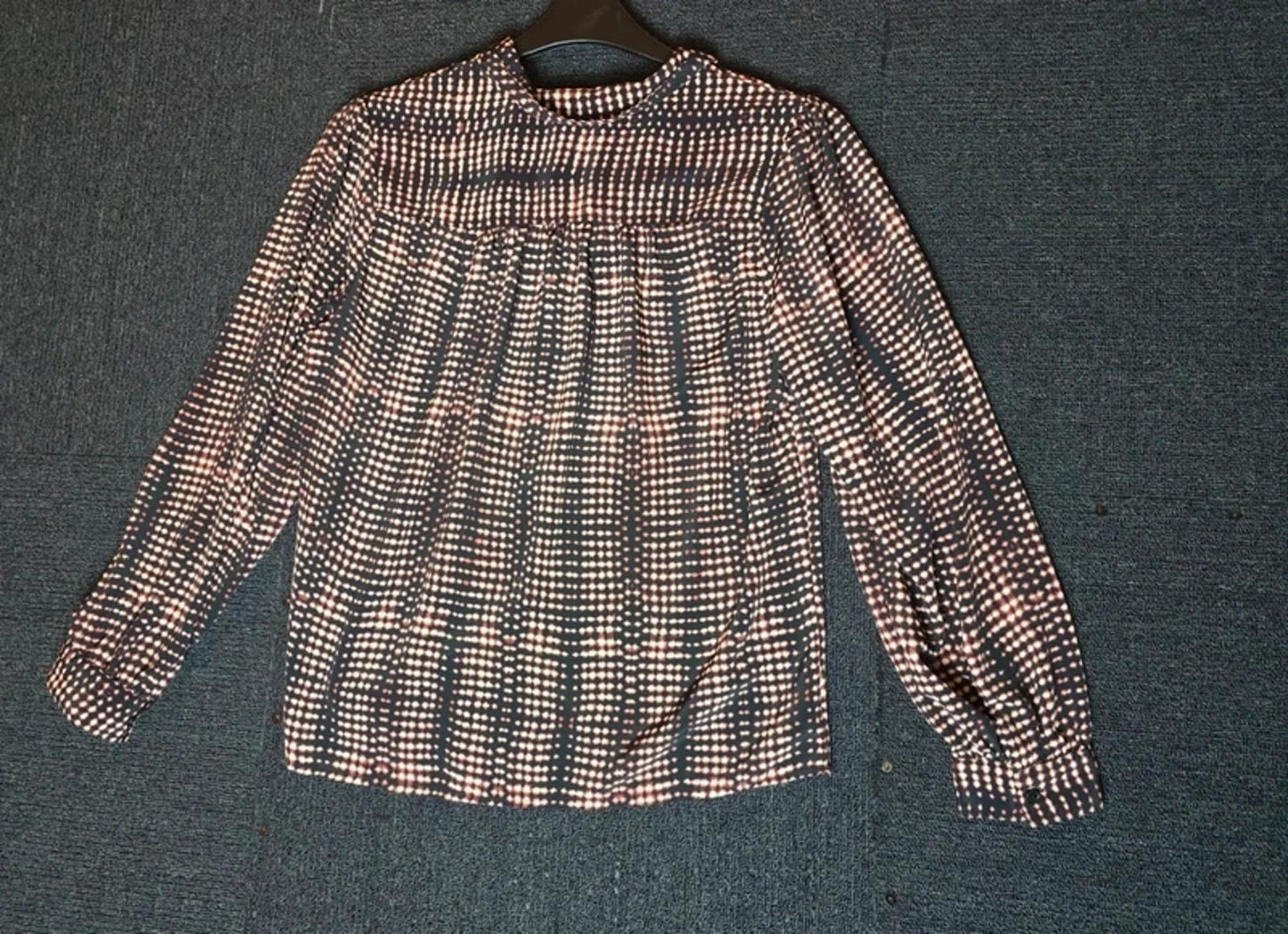 Per Una black, burgundy & white oversized patterned blouse size 10
