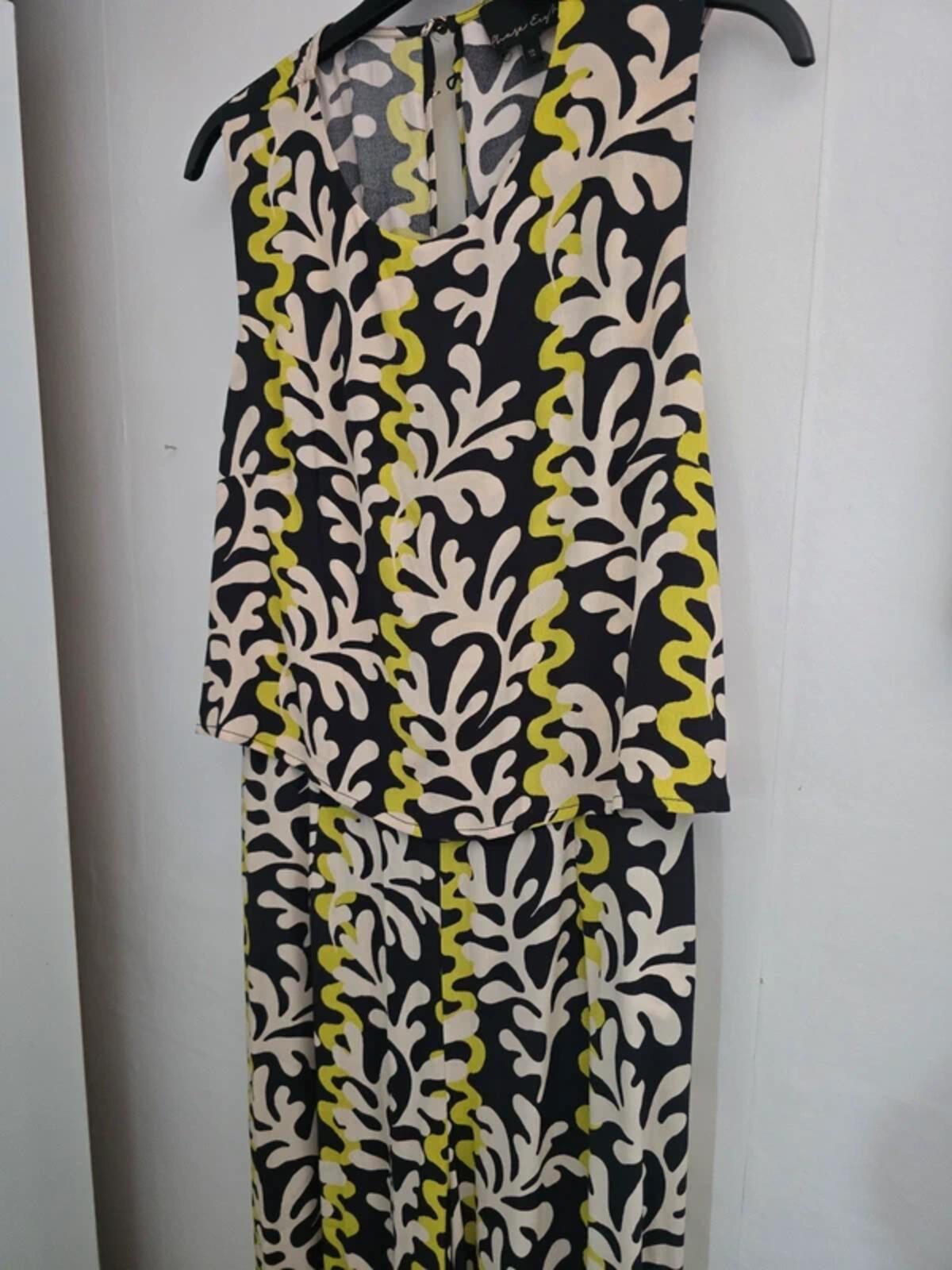 Phase Eight Green, Cream & Black Patterned Sleeveless Jumpsuit Size 14