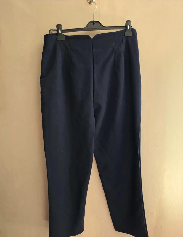 Zara Navy High-Waisted Slim Leg Tailored Trousers Size XXL Size 16–18
