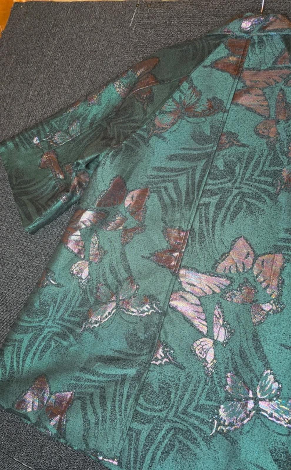 Nick Verreos green metallic multicoloured swing jacket Butterfly design XS 10-12