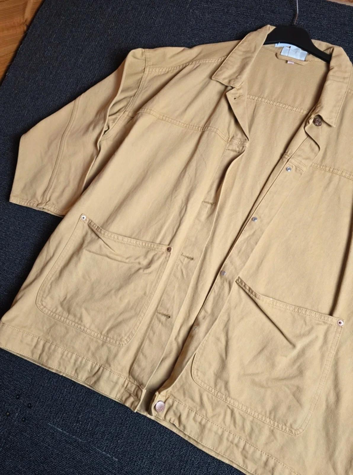 Monki Beige Oversized Jacket  M Suit Size 12/14 Cotton Button Up Patch Pockets