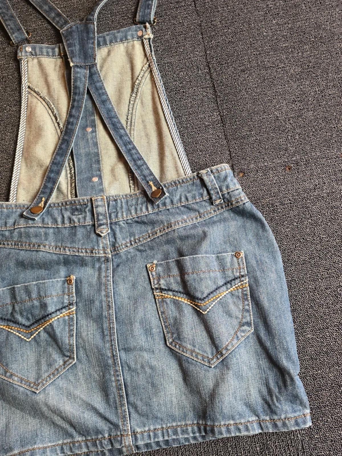 Next Pinafore Dress Denim Blue Size 8 Fits 6/8 Mini Y2k Causal