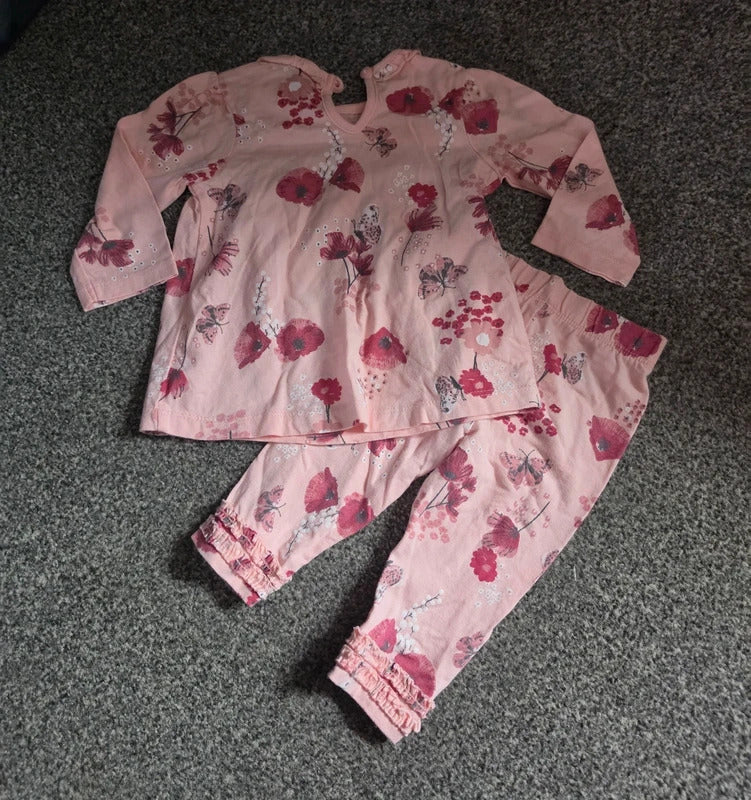 George Baby Girls Pink Floral 2-Piece Top & Leggings Outfit Set 3-6M