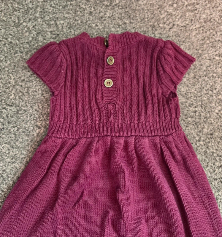 Dunnes Stores Baby Girls Purple Knitted Bow Dress 6-9M