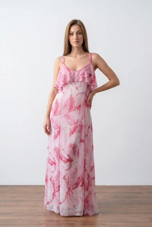 Roman Pink & White Layered Maxi Dress Size 14