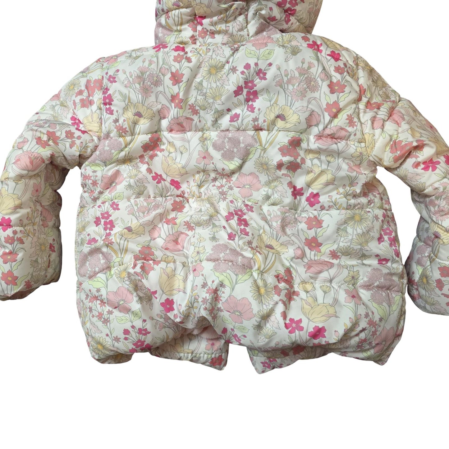 Nutmeg Girls Floral Puffer Coat – 18–24 Months – Hooded & Fleece Lined