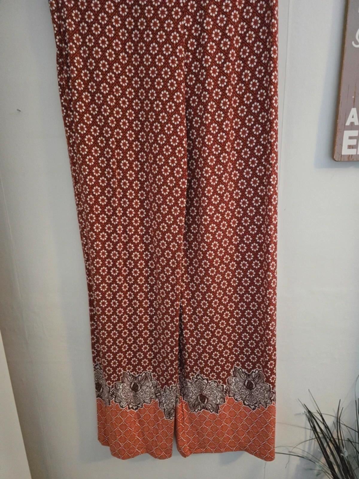 Next Orange & White Patterned Wide Leg Trousers Size 10 Regular NWT Lightweight
