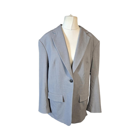 M&S Grey Lined Relaxed Fit Blazer – Size 16 – Smart Classic Workwear NWT