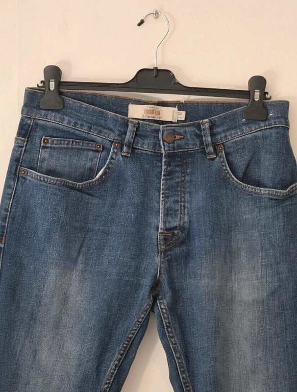 Men's Topman Stretch Slim Blue Jeans W32 Short Slim Fit Denim