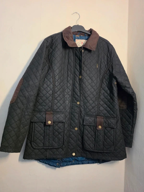 Jack Murphy Women's Black Waxed Cotton Quilted Country Jacket – Size 18