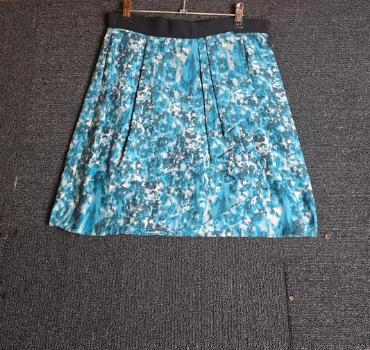 COS Mini Skirt Blue & Grey Abstract Wrap Frill Size 8