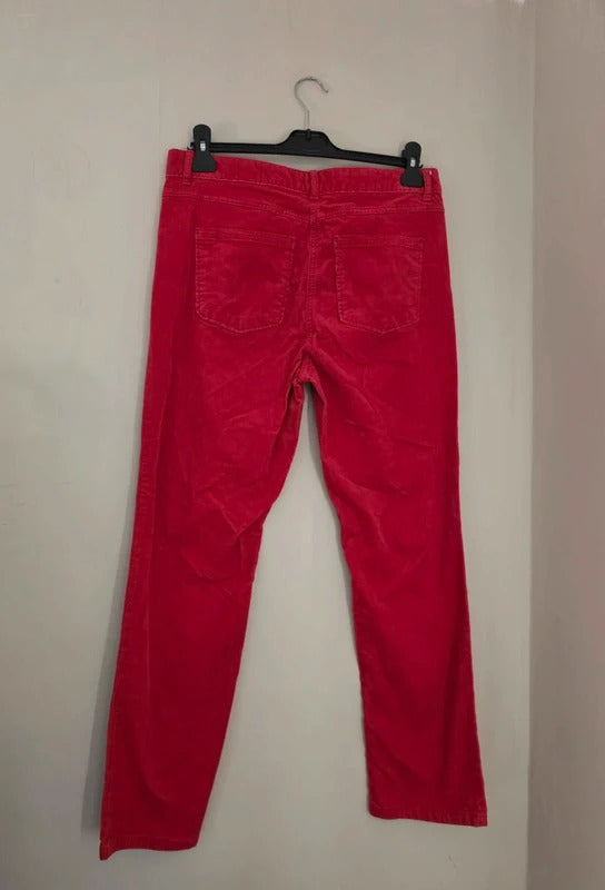 Marks & Spencer Red Corduroy Slim Leg Trousers – Size 12 Short