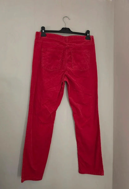 Marks & Spencer Red Corduroy Slim Leg Trousers – Size 12 Short