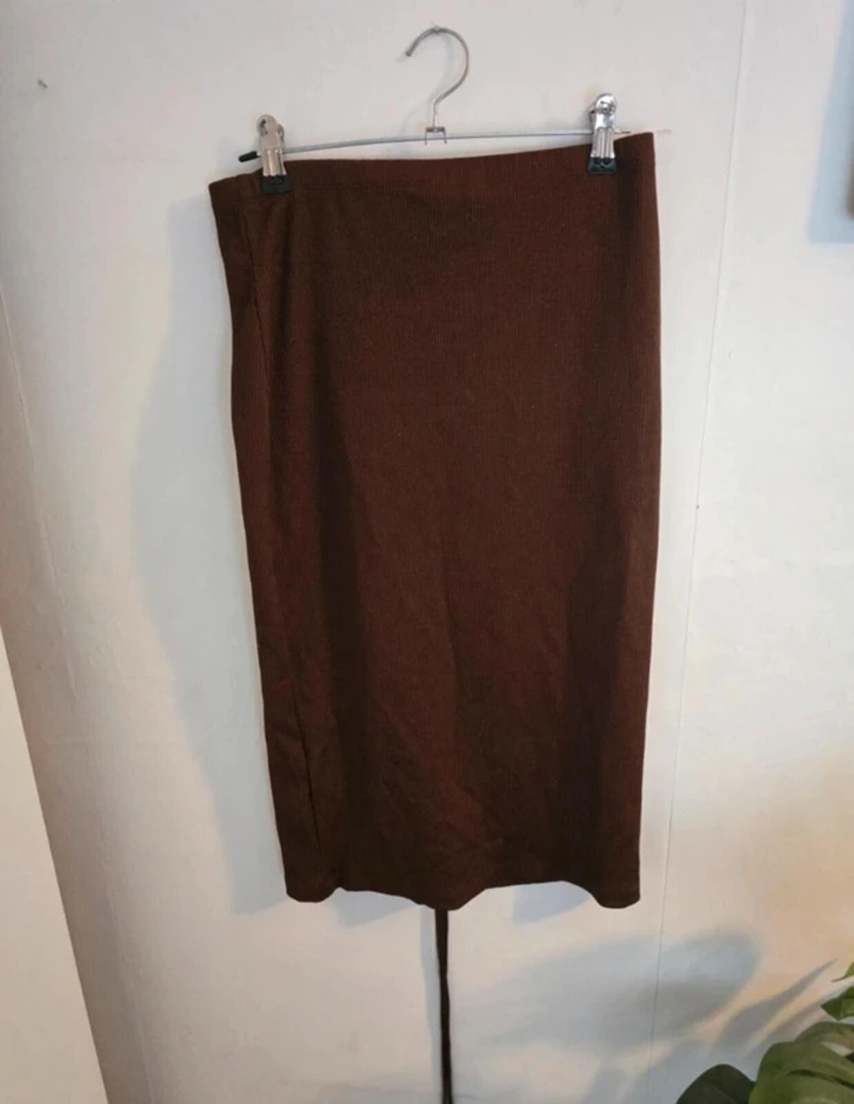 H&M Brown Glitter Bodycon Skirt with Front Slit Size 8