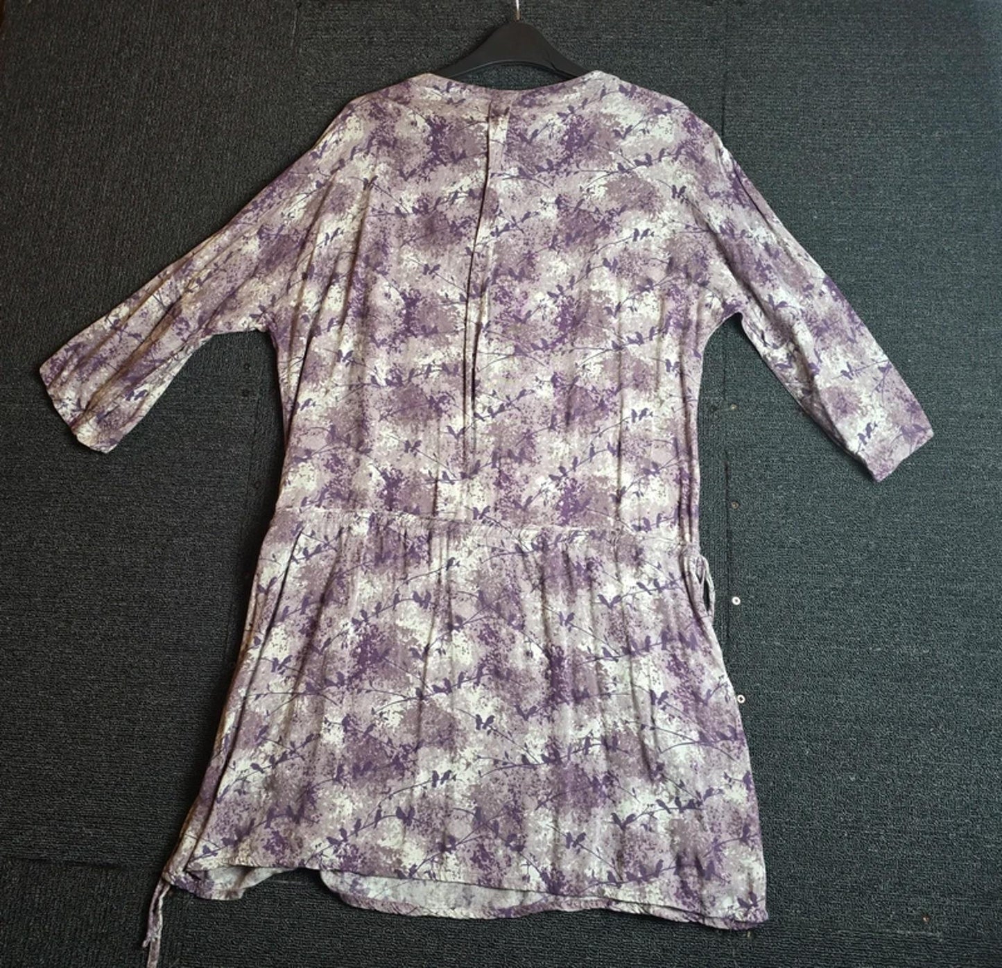Laura Ashley Dress Purple Abstract Size 14 Tie Waist Casual