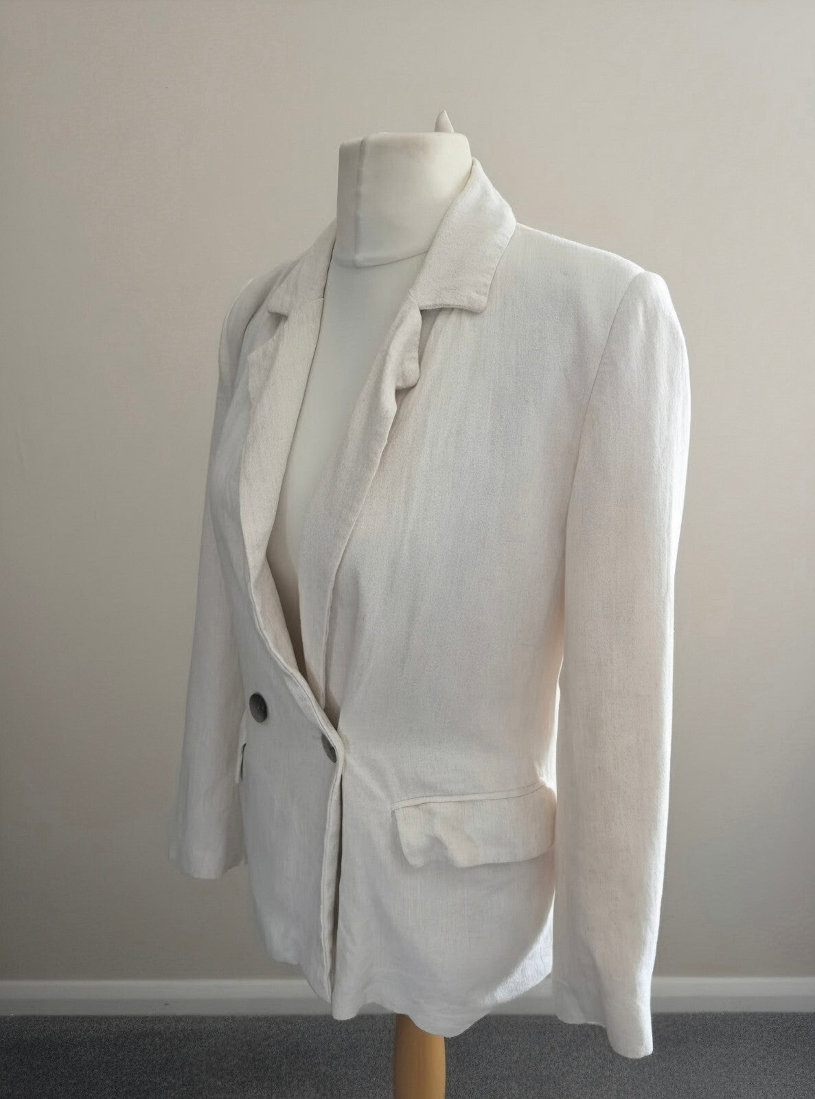 Primark Cream One Button Mid Length Blazer Jacket Size 8
